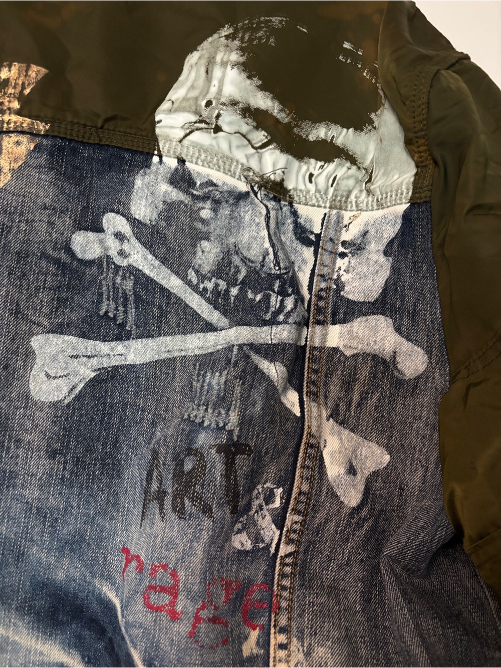 Vintage Americana Mixed Media Bomber Jacket Jimi Hendrix Patch Streetwear XL NWT - Picture 7 of 13
